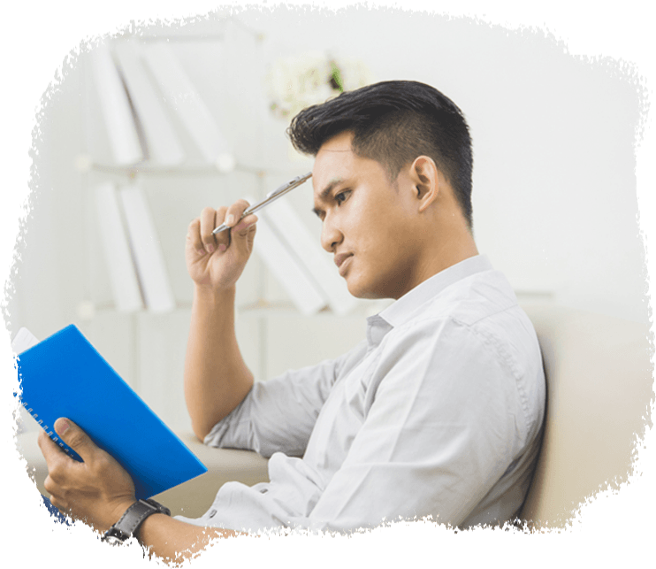 a young man reflecting and struggling alone