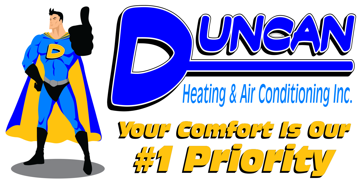 A logo for duncan heating and air conditioning inc.