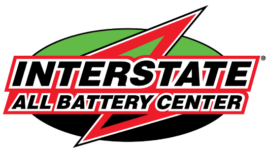 Interstate All Battery Center logo with red star over black, white, and green text.