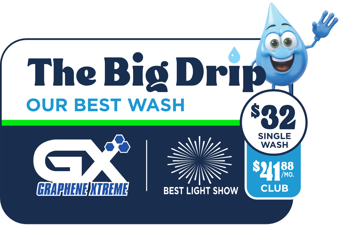 Drippin' Ceramic our best car wash with THE WORKS and graphene and the best light show and UV Shield  at big drip auto spa