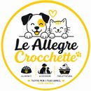 Logo di Le Allegre Crocchette con cane e gatto sorridenti all'interno di un cerchio giallo, marchio di alimenti e accessori per animali domestici.