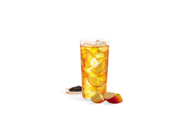 Refreshing Guiji Apple HongXuan Black Tea with fresh apple slices, ice, and loose tea leaves.