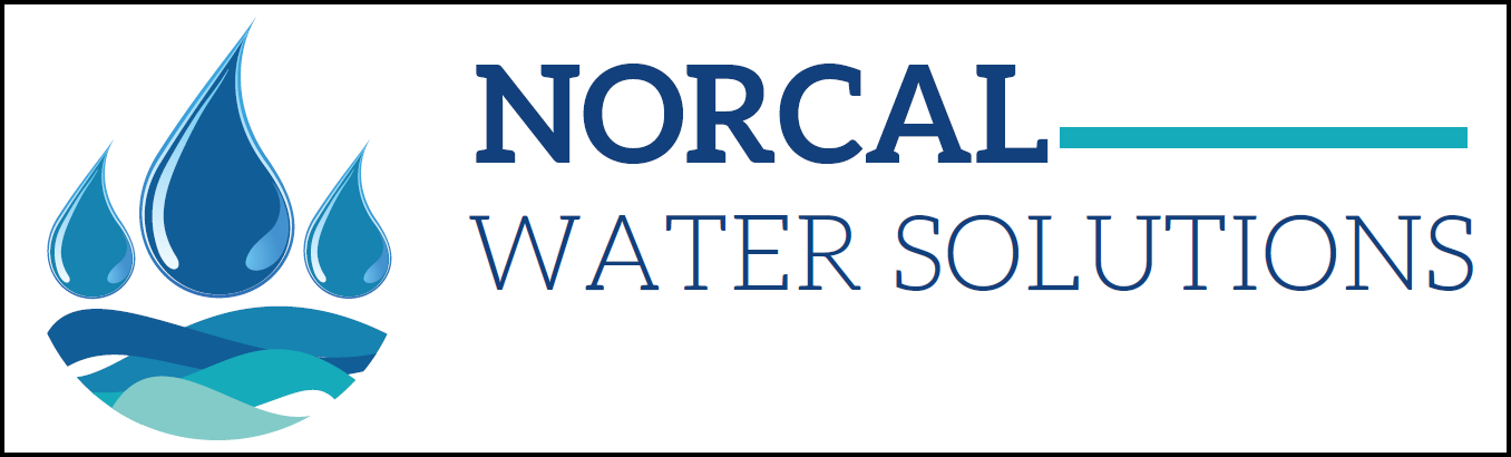 Norcal Water Solutions logo with blue water droplet and teal line on a white background
