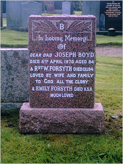 A gravestone with the name joseph boyd on it