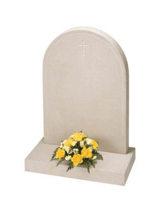 A traditional shape in Yorkshire stone with classic cross design.
