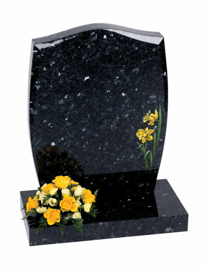 Emerald Pearl granite, ogee top and 'barrel' sides with chamfers.