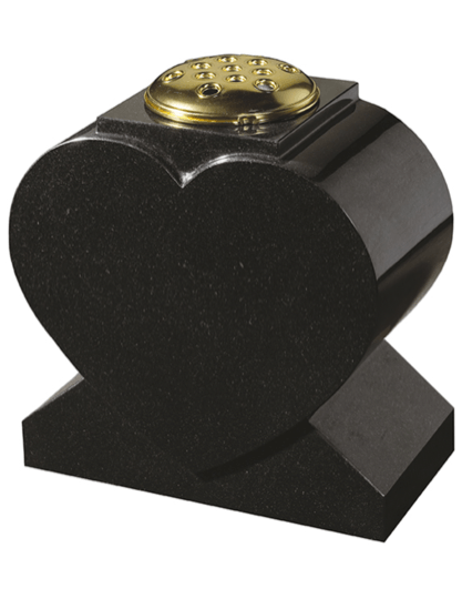 All polished Black granite heart shaped vase.