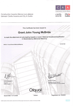 A certificate that says grant john young mcbride on it