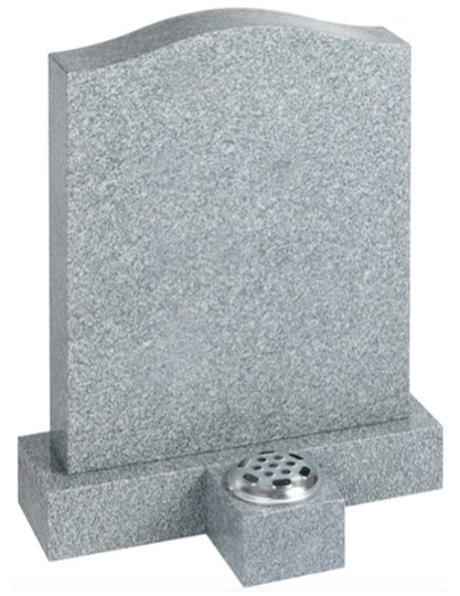 All honed Indian Grey memorial ogee shaped top with a separate flower base.