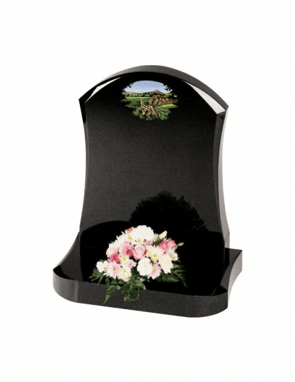 The gentle contours of the granite compliment the tranquility of the countryside themed ornament in polished black granite.