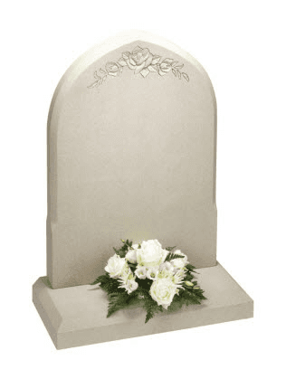 A simple floral design with a gothic top and chamfered base in Yorkshire stone.