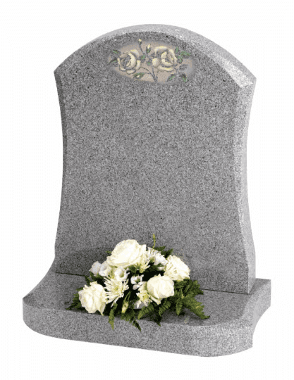 Sera Grey granite with sympathetic rose design.