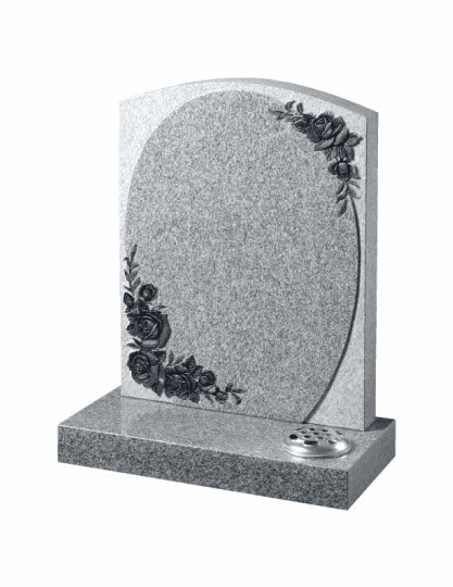 All polished Indian light grey granite with stunning metallic finish to the rose design.