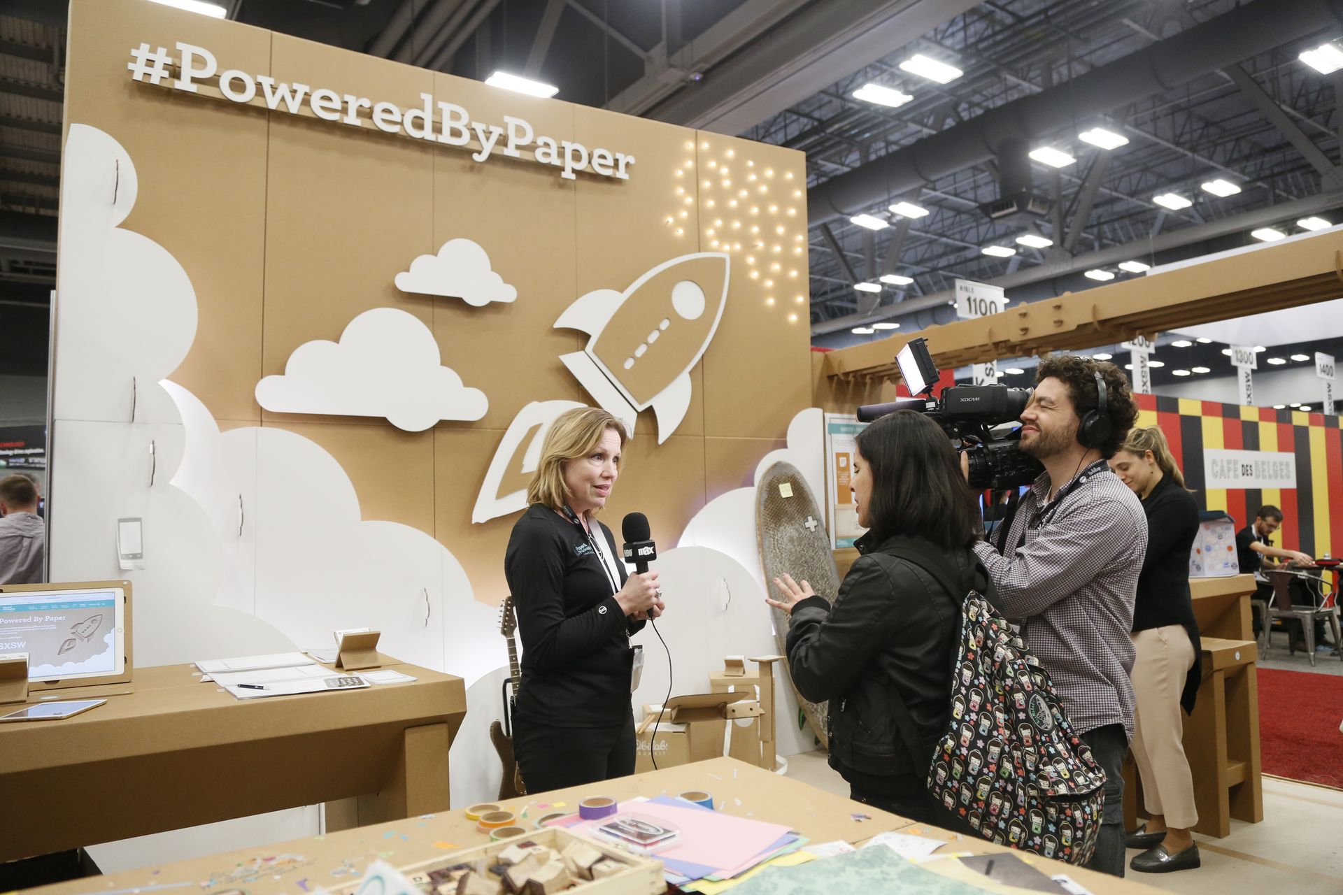 GOKARTON's Powered By Paper. SXSW. Paper Gallery. Natural Kraft Corrugated Cardboard Trade Show Booth.