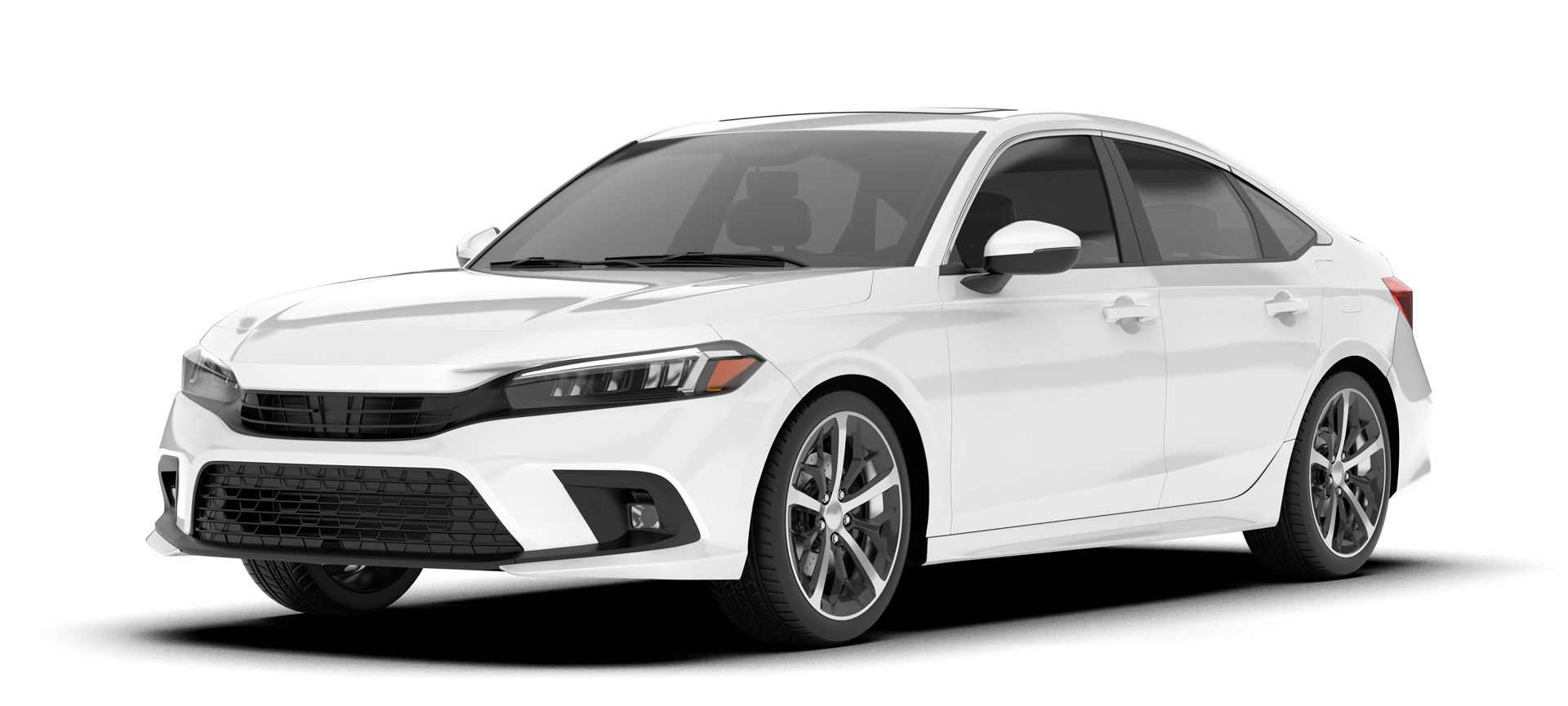 A White Honda Civic is Shown on a White Background