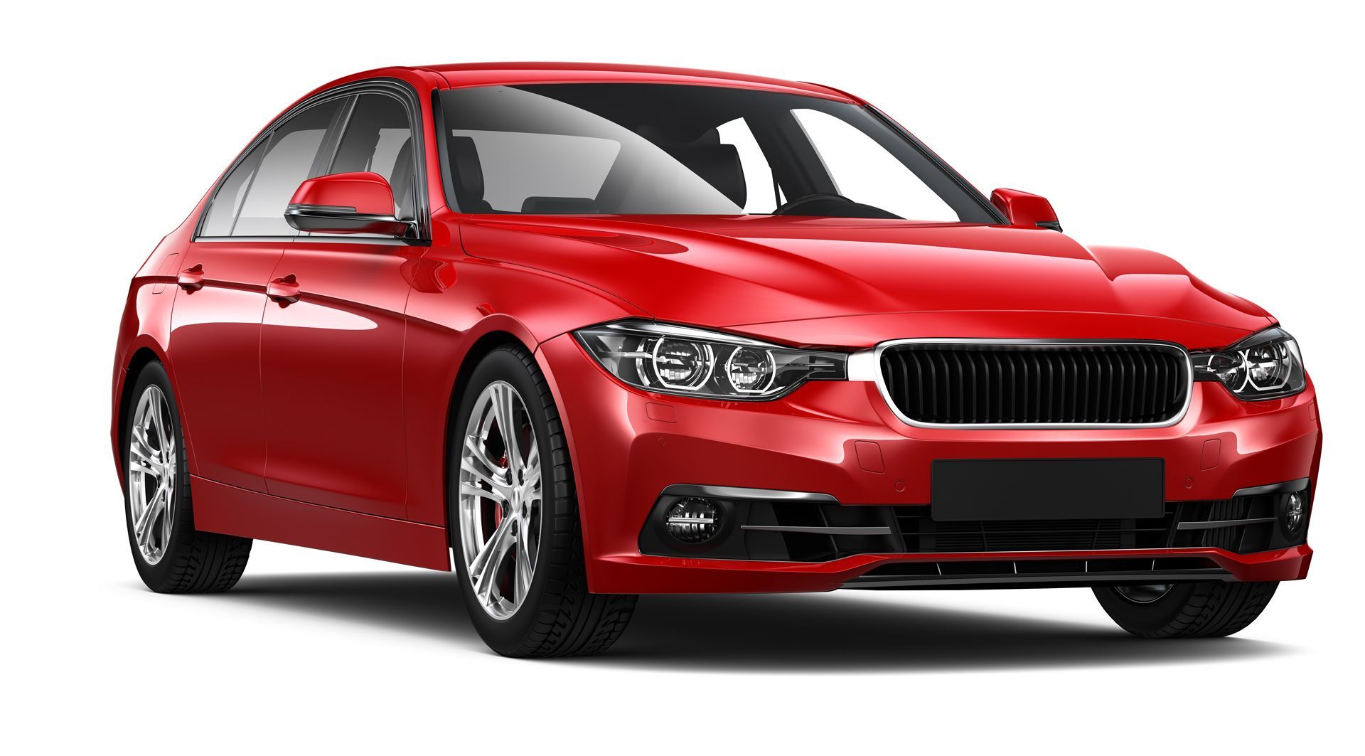 A Red Bmw 3 Series is Shown on a White Background