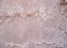 Close-up of a rough, cracked beige concrete wall surface