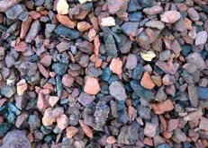 Close-up of multicolored gravel stones in shades of gray, pink, and blue