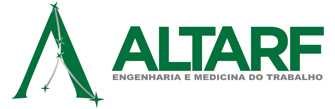 Logo verde para Altarf Engenharia e Medicina do Trabalho, apresentando um ícone estilizado da letra 'A' com um padrão de constelação.