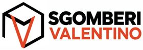Logo di un camion per traslochi blu con un’icona di una casa e la scritta “SGOMBERI VALENTINO”