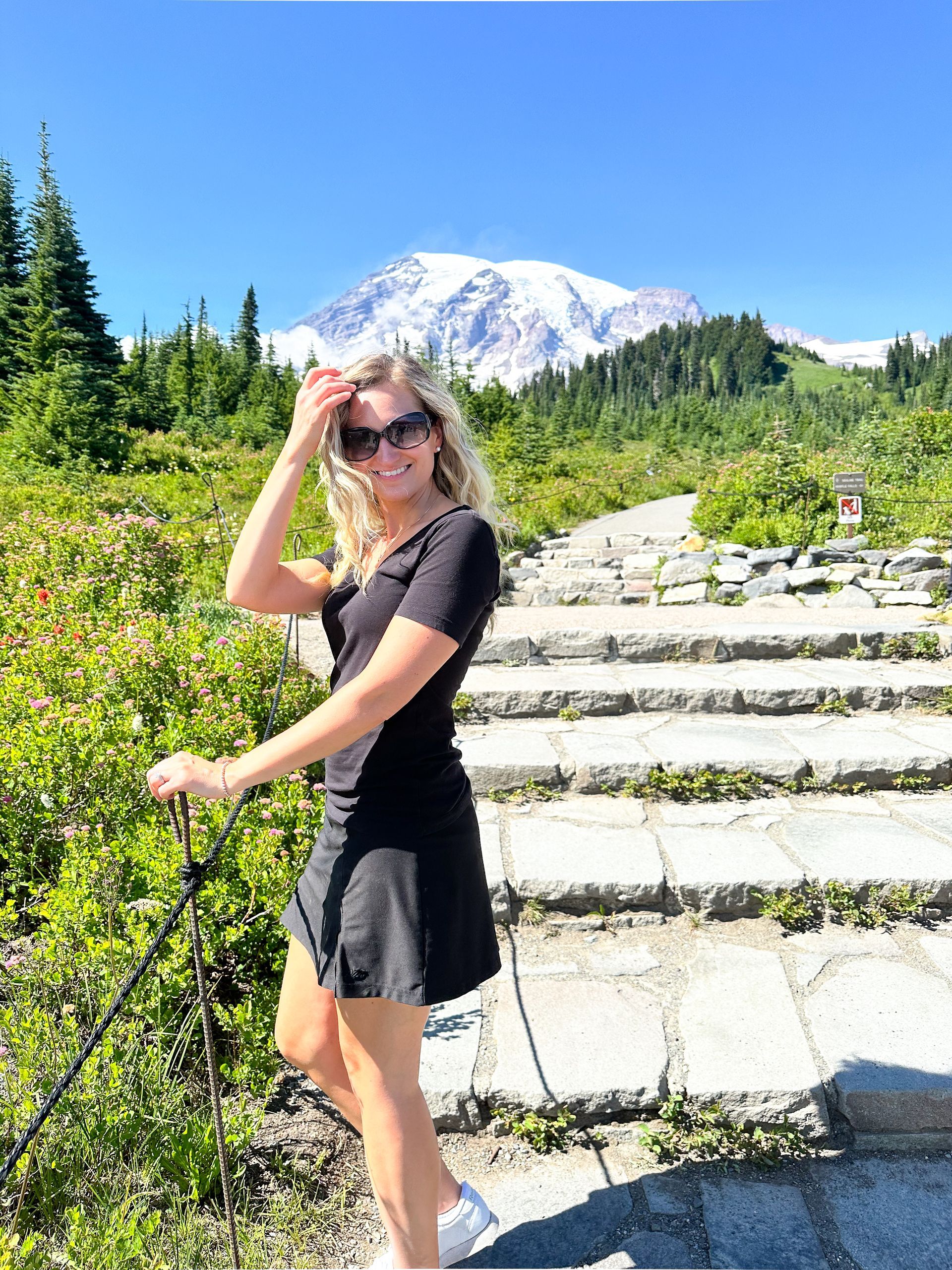 mount rainier, woman hiking mount rainier