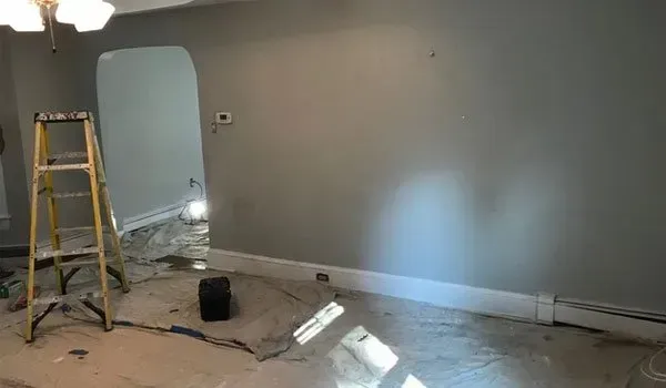 There is a ladder in the middle of the room.
