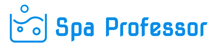 Spa Professor logo with a blue spa icon and stylized text on a white background