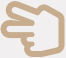 Tan hand pointer icon with raised index finger and thumb, outlined in beige on a light background