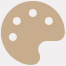 Beige painter’s palette with four white paint dots on a light gray background