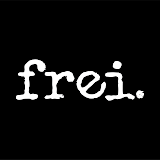 White “frei.” text on a black background.