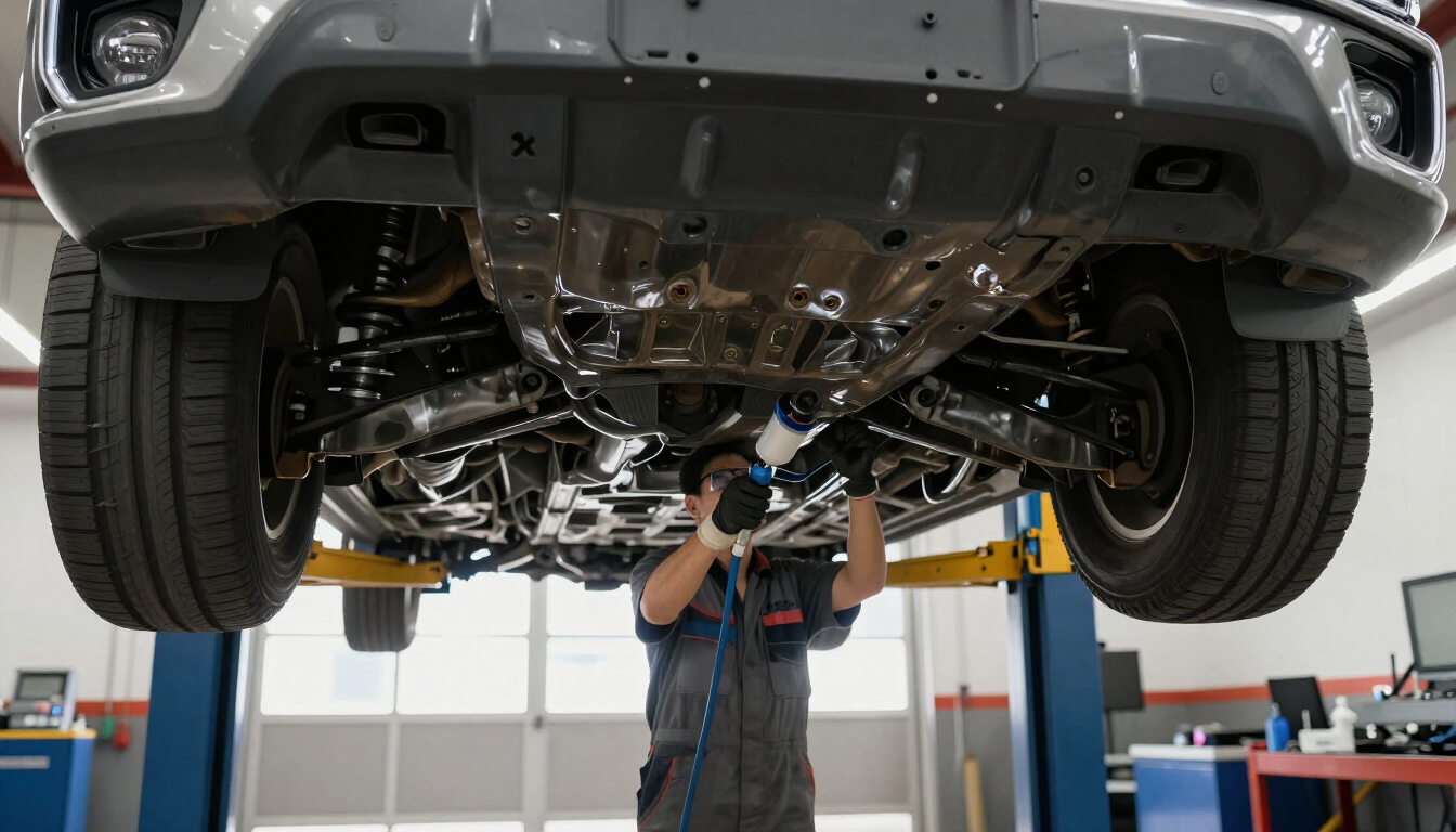 Fluid Film undercoating protects a vehicle undercarriage from Maine road salt