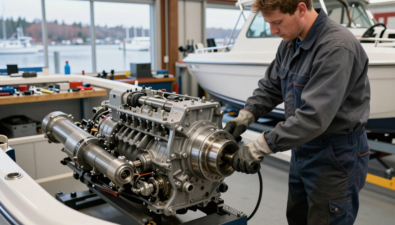 Marine transmission winter storage inspection for a boat driveline