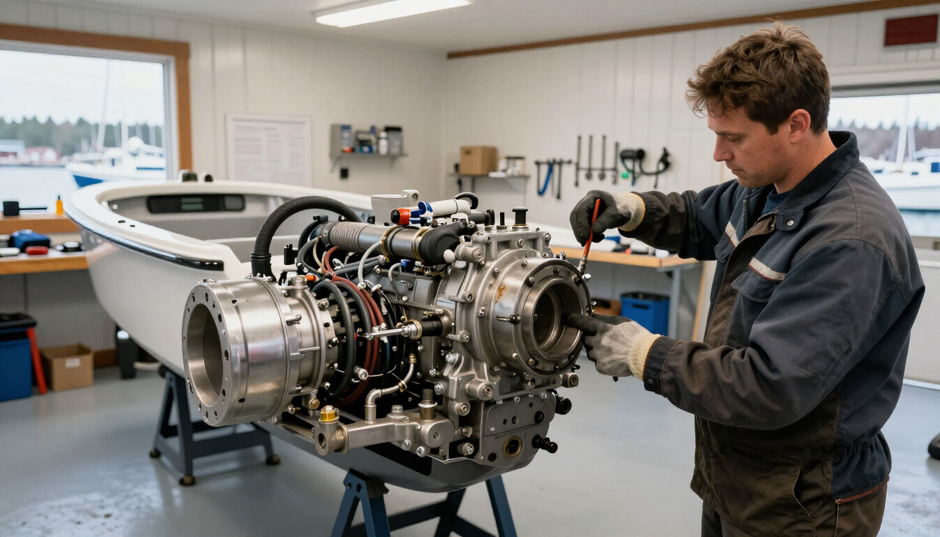 Marine transmission winter storage inspection for a boat driveline