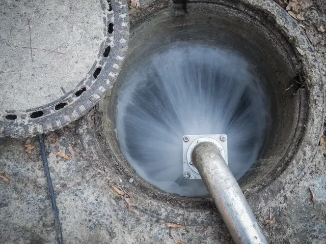 A Manhole Cover is Open and a Pipe is Coming Out of It — Edwards Plumbing Pty Ltd in Pottsville, NSW