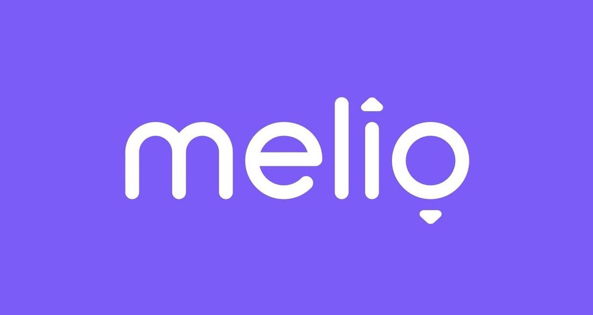 White “melio” logo on a purple background.