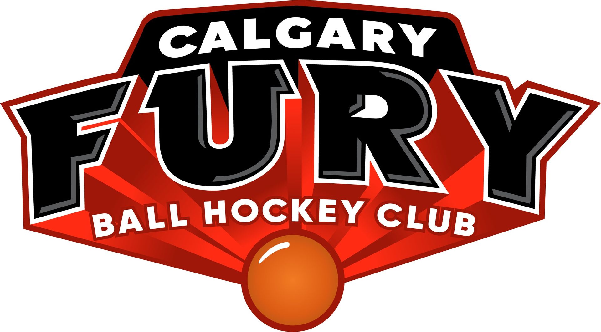 U11A Fury ball hockey team group photo wearing white jerseys