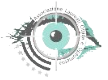 Logo stilizzato a forma di occhio con iride color verde acqua e testo nero curvo intorno, su sfondo bianco.