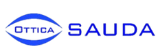 Logo di Ottica Sauda in testo blu con un'icona a forma di occhio su sfondo bianco.