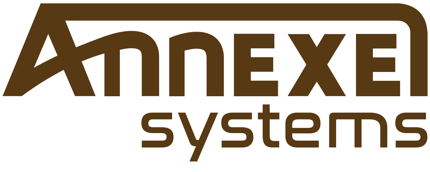 Logo d'Annexel Systems en caractères bruns et dorés sur fond blanc