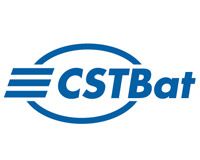 Logo CSTBat bleu avec un ovale stylisé et des rayures horizontales.