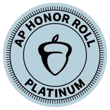 The logo for ap honor roll platinum with an acorn in the center.