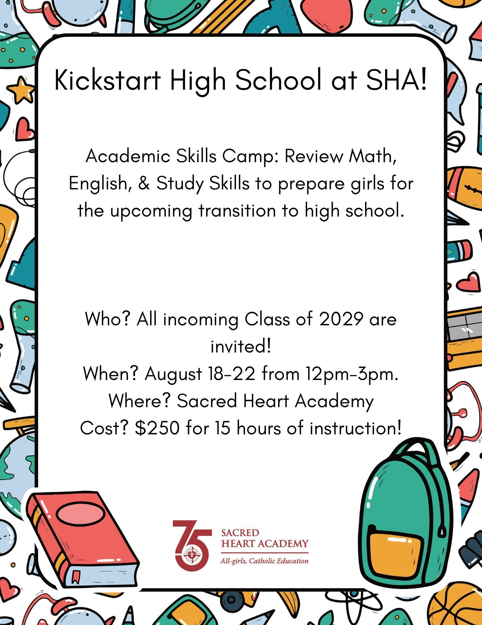 Kickstart High School at SHA with Academy Skills Camp