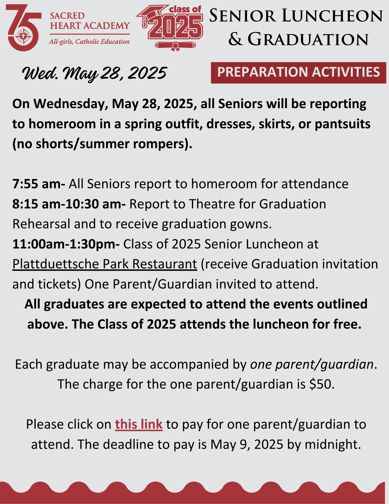 Senior Luncheon and Graduation Activities Flyer May 2025