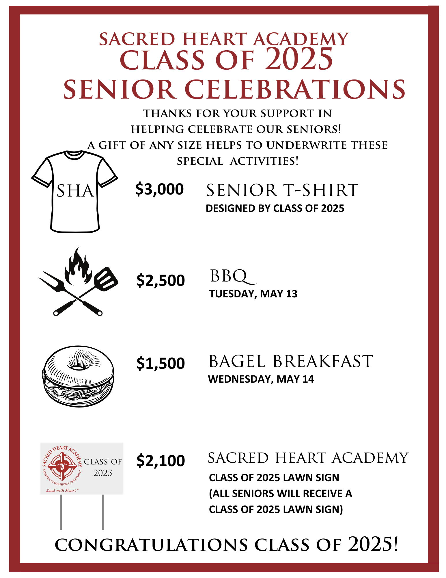 Sacred Heart Academy Class of 2025 Senior Celebrations
