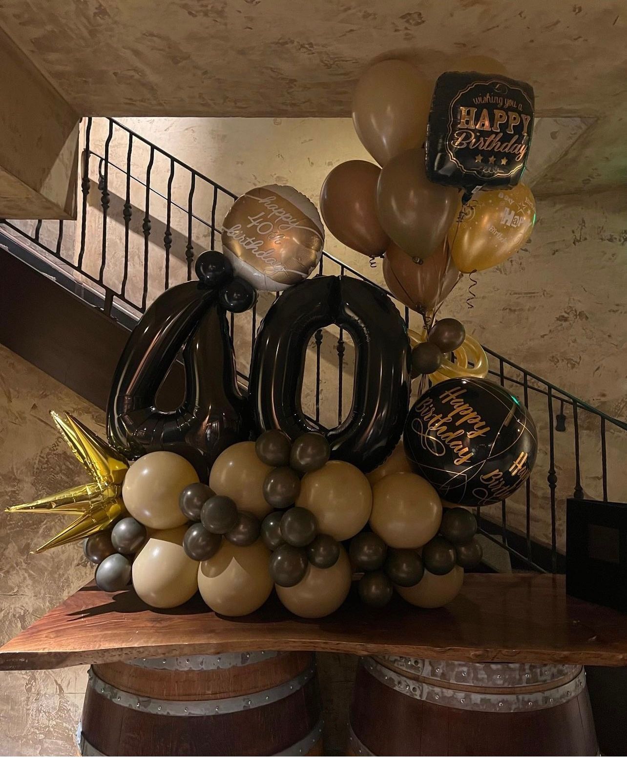 Birthday balloon display with black
