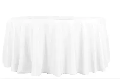 White round tablecloth on a table.