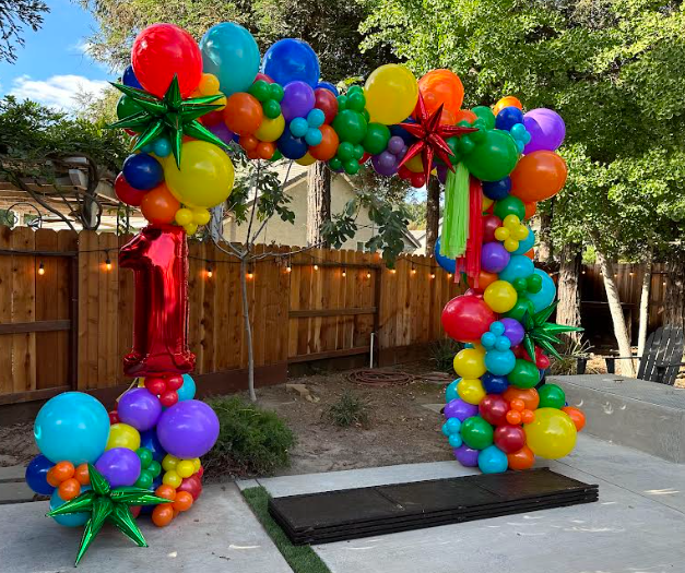 Colorful balloon arch with
