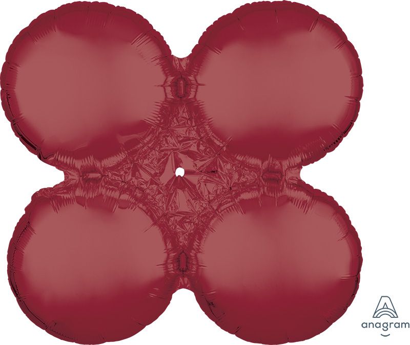 Maroon four-petal foil balloon.