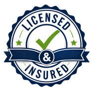 Veteran-owned business seal with US flag star, blue and red stripes, white background.