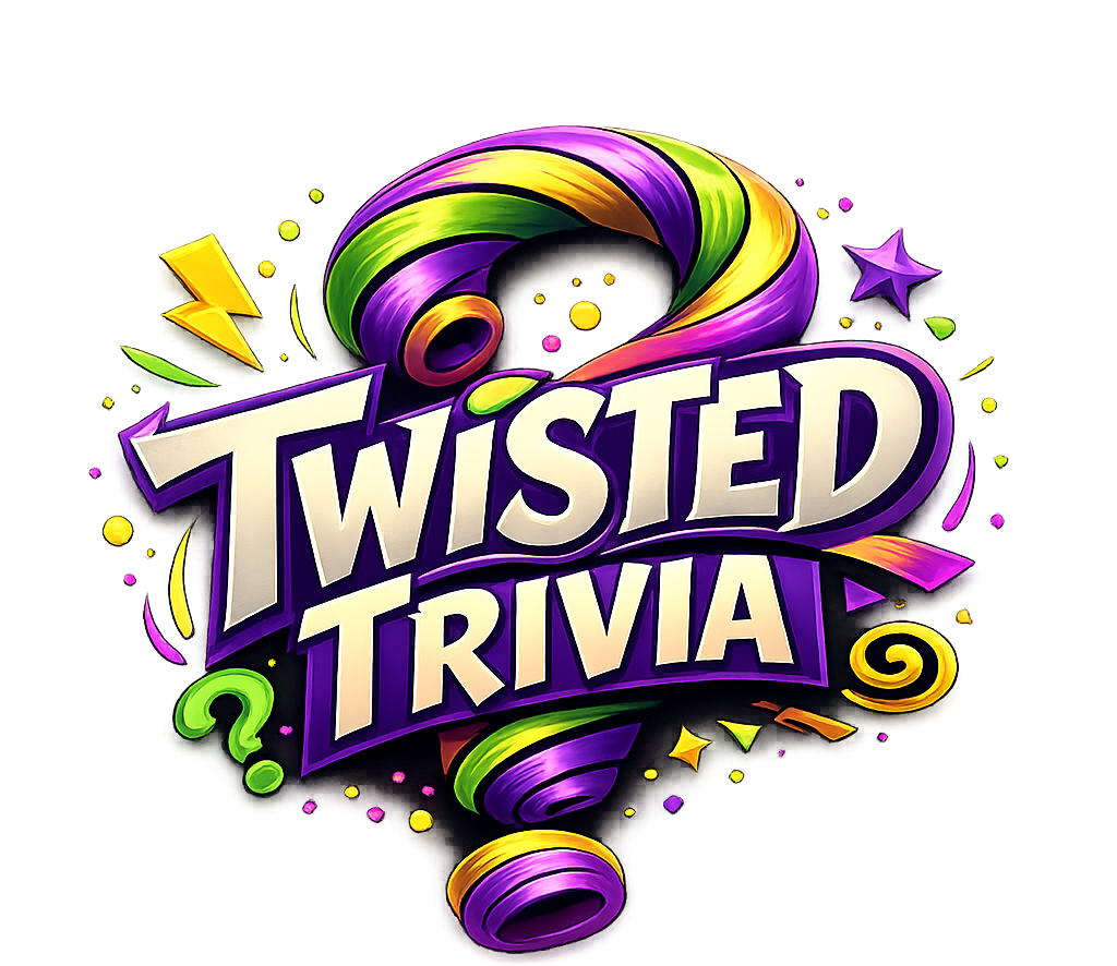 A colourful question mark with twisted trivia logo 